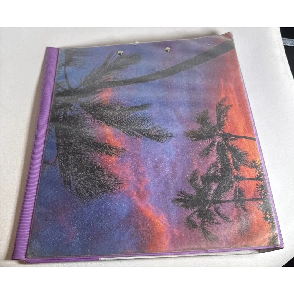 Vintage MEAD TRAPPER KEEPER Palm Trees Beach Nights Binder  1